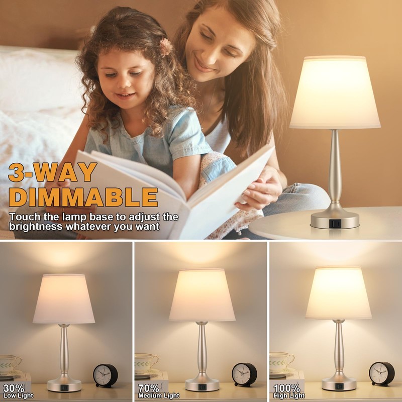 Kakanuo Touch Table Lamp for Bedroom, Small Bedside Lamp with