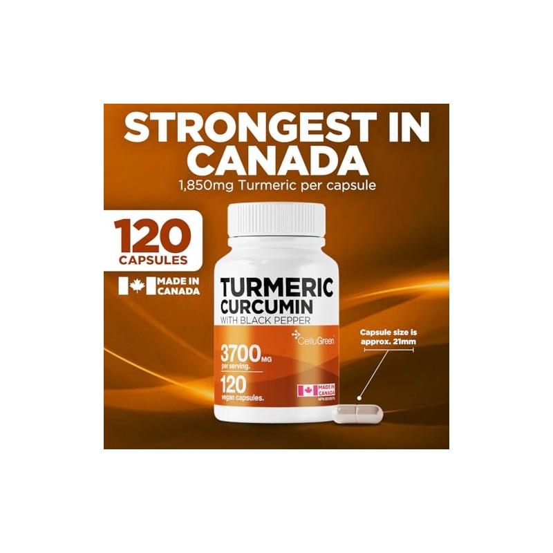 Cúrcuma con Pimienta Negra Cellugreen 3,700 mg | Alta Potencia, Antiinflamatorio