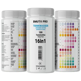 16-in-1 Drinking Water Test Strips – Water Tester Pack of 100 – for Tap Water Quality Analysis Total Hardness Lead Copper Nitrate