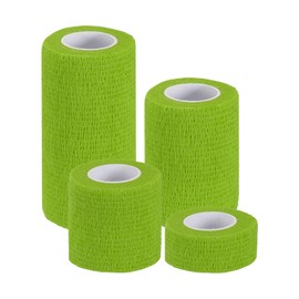 PATIKIL 1"/2"/3"/4" Self Adhesive Bandage Wrap, 4 Pcs 5 Yard Elastic Self Breathable Self Adherent Wrap Tape for Stretch Athletic Sports Wrist Ankle Outdoor Tape, Light Green