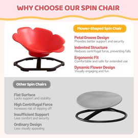COCLUB Sensory Swivel Chair Spin Chair for Autism & ADHD Children, Flower-Shaped Sit and Spin Toy for Balance & Coordination, Autism Sensory Toys for Coordination Balance Focus (Red)