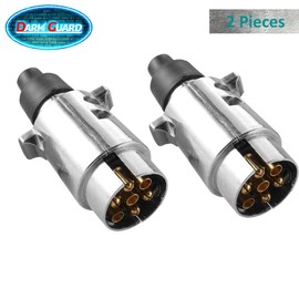 DARKGUARD 7-Pin Plug Trailer, 1 Piece 7-Pin Plug Metal 12 V Tractor, ISO1724, Waterproof, Trailer Adapter 7-Pin, Trailer Accessory Plug 7-Pin for Motorhomes Cars (DG7PM-2)