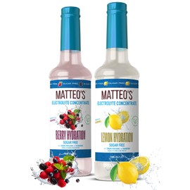 Matteo's Sugar-Free Hydration Concentrate - Electrolyte Drink for Quick Rehydration & Endurance, Ideal for Workouts, Delicious with Vitamins & Nutrients, Berry & Lemon Flavor, 25.4 Fl Oz 2-Pack