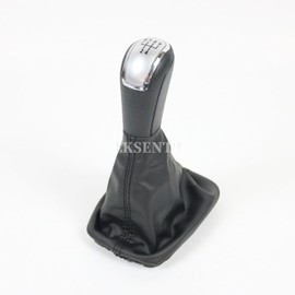 perilla de palanca de cambios de coche con funda de piel negra de 5 velocidades con maletero para Skoda Fabia MK1 2000 2001 2002 2003 2004 2005 2006 2007 2008