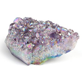 GUJOXILA GUJOXILA Aura Amethyst Geode Crystals 1.6"-2" Titanium Bonded Cluster Geodes Raw Rock Stone Quartz Meditation Divination Reiki Positive Protection Spiritual Ornament 50-70g