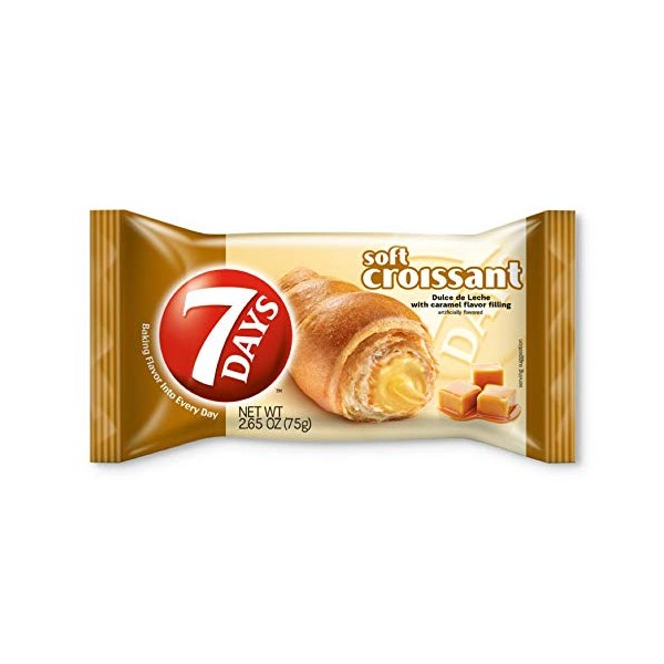 7Days Soft Croissant, Caramel Dulce De Leche Filling, Perfect Breakfast Pastry or Snack, Non-GMO (Pack of 6)