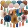 Feifeiya Boho Party Decoration 20 Pcs Hanging Paper Fans Paper