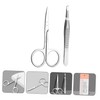 Housoutil 4sets Stainless Steel Eyebrow Grooming Scissor Tweezer Kit for