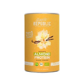 HARVEST REPUBLIC Bio Mandelprotein Pulver Vanille mit echter Bio-Vanille | 320 g veganes Proteinpulver | bis zu 14 g Protein pro Portion | Bio Proteinpulver ohne Zusatzstoffe