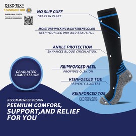 fenglaoda 8 Pairs Compression Socks for Men & Women 20-30 mmHg Knee High Nurse Pregnant Running Medical and Travel Athletic(L/XL,Multi01 )