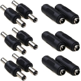 RUNCCI-YUN 12pcs 5.5 x 2.1 mm DC Power Coupling, Male to Male, DC Hollow Plug 5.5 x 2.1 Female to Female, for CCTV Camera Car Monitor