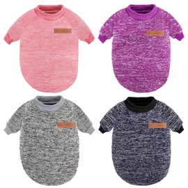 4 Pieces Dog Sweater Winter Pet Clothes Cozy Dog Outfit Soft Cat Sweater Dog Sweatshirt for Small Dog Puppy Kitten Cat (S, Pink, Purple, Grey, Navy Blue)