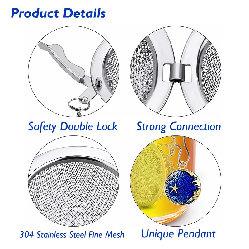 PUSCOBSY Enamel Moon Star Tea Infuser Set, 2 Pcs Tea