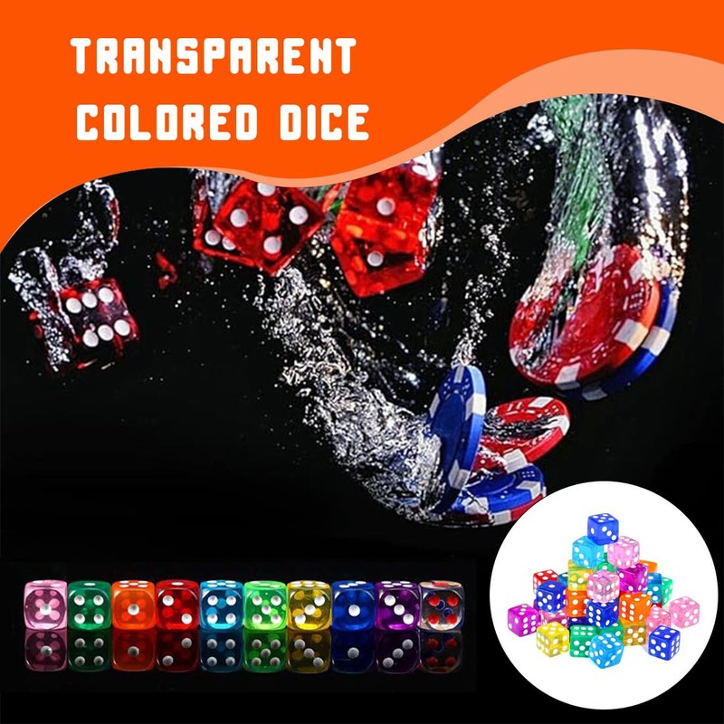 SULIUDAJI Set of 20 colourful dice 6-sided, 16 mm
