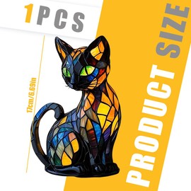 Tomedeks Cat Lamp Mosaic Night Light for Children's Room, Night Light Cat, Table Lamp Children's Room, Cute Lamp, USB Powered Light Cat with Orange Light, Cat Decoration Gift