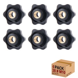 Star Grip Nut Star Nuts Pack of 6 M10 × 38 mm Internal Thread Clamping Knob Grip Nuts Knurled Nut Clamping Nut Through Hole Star Head for Machine Tools, Machine (M10)
