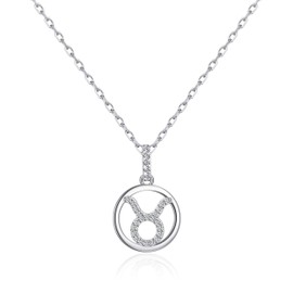Philip Jones Taurus Star Sign Zodiac Necklace and Quote Card with Zircondia® Crystals