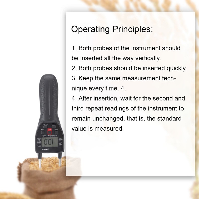 Grain Moisture Meter 300mm Probe Multifunctional Digital Hay Moisture Tester