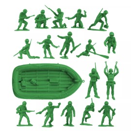BMC Marx Recast WW2 US Marines Raft Paratrooper Figures Green Plastic Army Men