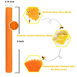 Orange Beeswax Taper Candles Set of 6pcs, 9" Long Candlesticks for Autumn, Unscented & Dripless& Handrolled Bees Wax Candles for Home, Dia 0.78" Base,Burning Time 4 Hours