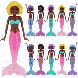 HEYTIMI 10 Pack Colorful Mermaid Diving Toys Underwater Sinking Pool Toys for Toddlers Kids Girls Ages 3-12, Summer and Spring Fun Bath & Swimming Pool Games, Non-Repeating Styles (Black)
