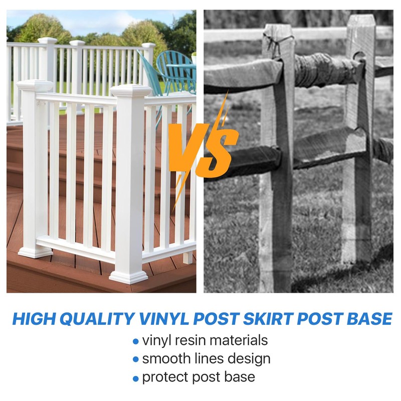 Aemygo 12 Pcs Vinyl Post Skirt, 4x4 Inch White Column