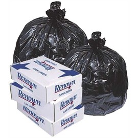 Renown REN23319-CA Trash Can Liners, 33" x 39", 33 gal, 0.90 mil, Black (Roll of 25) (Pack of 10)