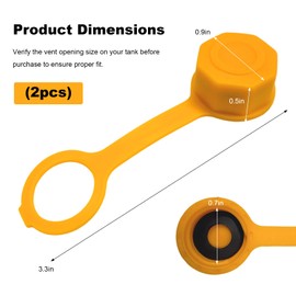 2 PCS Gas Can Vent Caps, Car Gas Tank Rear Vent Screw Covers with Tether Leash, Universal Leakproof Screw Cap Replacement Suitable for Most Diesel and Kerosene Jugs (Yellow)