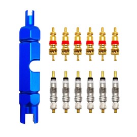 Medsuo Bicycle Valve Core Remover Tool Kit Universal Bike and Car Valve Core Repair Tightening Tool and 12pcs Valve Cores Replacement Compatible with Presta and Schrader Valve - Blue