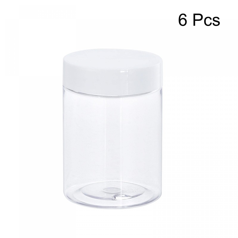 sourcing map Round Plastic Jars with White Screw Top Lid,