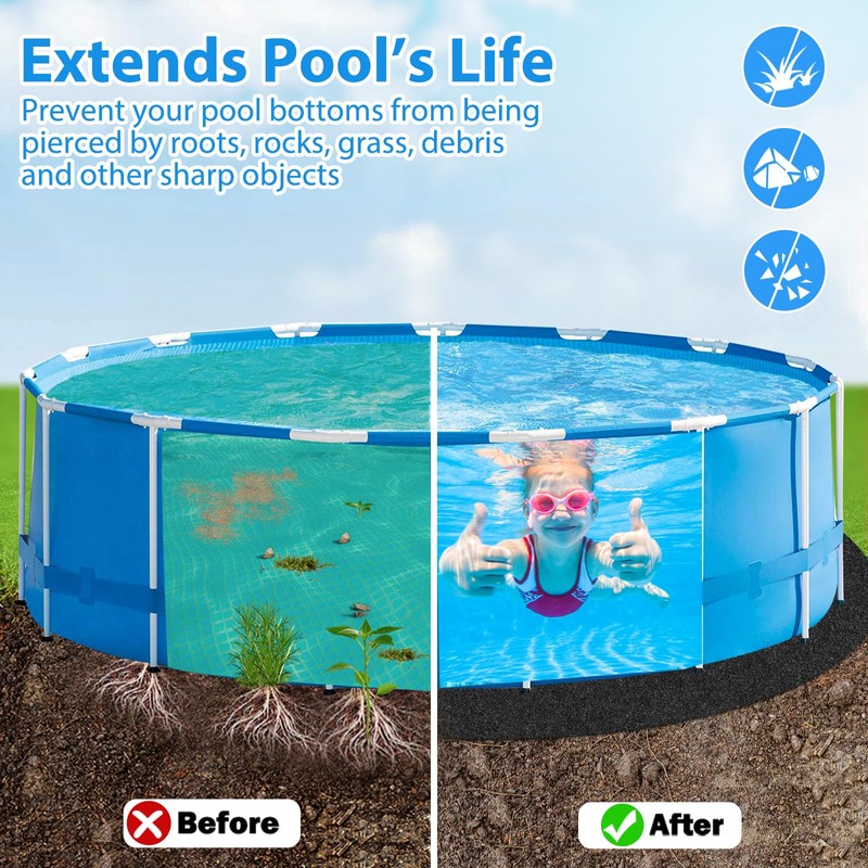 Thickened Pool Liner Pad for Above Ground Pool, 12 FT