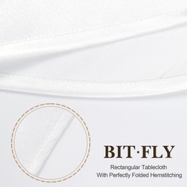 BIT.FLY 57 in x 126 in Rectangular Satin Tablecloth for Weddings, Parties, And Events. White Decoration