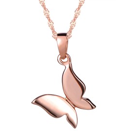 Unendlich U Niedlich Schmetterling Damen Mädchen Halskette 925 Sterling Silber Anhänger Kette mit Anhänger, Rosegold