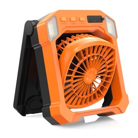 Camping Fan Solar Powered, Portable Solar Fan 10000mAh USB Rechargeable Battery Operated with Light, Quiet Outdoor Fans for Tent, RV, Emergency, Hiking, Power Outage, Desk, Greenhouse, Survival Kit