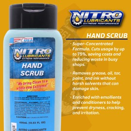 Nitro Lubricants Hand Scrub 400 ml Bottle – Non-Solvent, Super-Concentrated Industrial Hand Soap with Emollients – Heavy-Duty Grease, Oil & Tar Cleaner – Made in USA (12-Pack)
