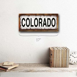 Homebody Accents Framed, Outdoor Colorado 6"x16" Metal Sign, Rustic, Ski, Mountains, Hand-Crafted from Reclaimed Materials