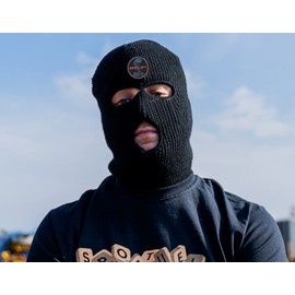 Shelby Cobra Three Hole Mask Embroidered Ski Mask Full Face Cover Knitted Embroidery Warm Graphic Balaclava (Black)