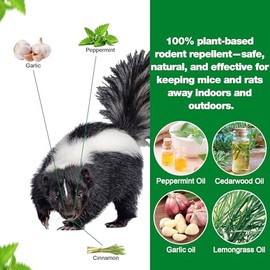 24Pack Skunk Repellent Outdoor - Raccoon Repellent for Indoor Outdoor, Natural Peppermint Oil Mole Repellent Safe for Pets & Kids Repels Skunk Raccoon