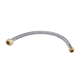 EFIELD - Conector flexible de 12 pulgadas de longitud, ajuste a presión, 1/2 x 3/4 pulgadas, FIP, manguera de calentador de agua de acero inoxidable trenzada de empuje para conectar