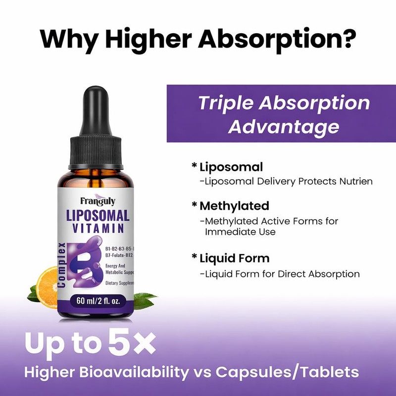 Liposomal Vitamin B Complex Liquid Sublingual B Complex Vitamins Supplement