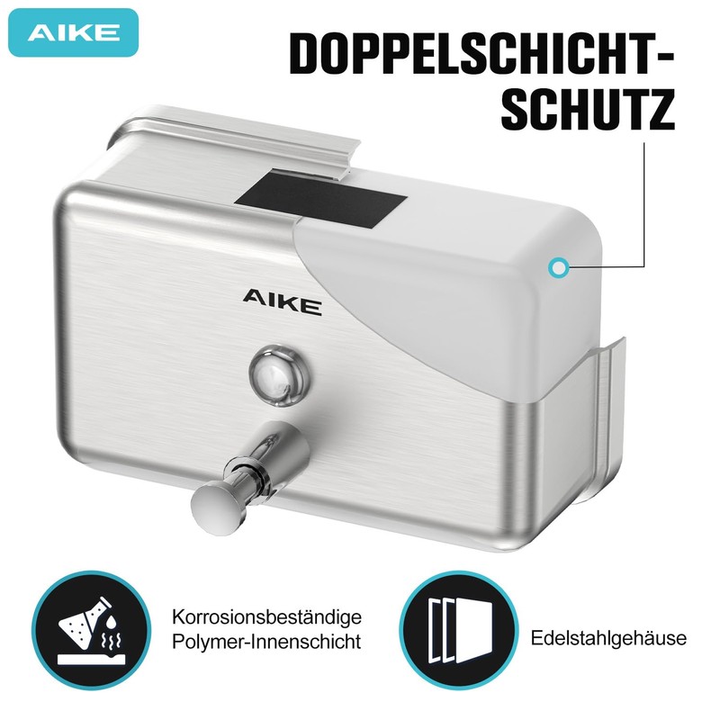 AIKE Updated Stainless Steel Wall Mounted Soap Dispenser 1100ml Large