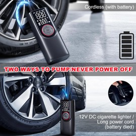Portable Air Pump Tire Inflator Portable Air Compressor 150 PSI Tire Pump 10000mAh Electric Air Pump with Digital Pressure Gauge Tire Inflation Cordless Air Pump for Car, Bike, Motorcycle, Ball
