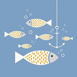 20 Napkins Anchor in the Ocean Full of Fish Table Decoration Decoupage Decoupage 33 x 33 cm