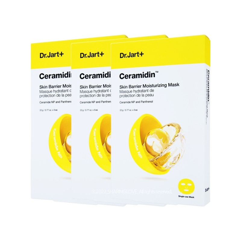 Dr. Jart+ Ceramidin Skin Barrier Moisturizing Mask 3 Boxes (22g