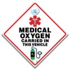 Medical Oxygen Vehicle Warning Sign, 14 cm x 14 cm,
