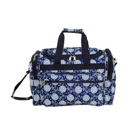 World Traveler 16-inch Travel Duffel Bag-Navy Vines Floral, One Size