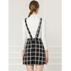 Allegra K Women's Adjustable Strap Above Knee Plaid Printed Overall
