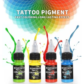 GTARTISTOO Professional Tattoo Ink Color Set 14 Colors 1/2OZ (14 1/2 OZ, 14