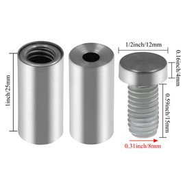 Luomorgo 24 Pcs 1/2" x 1.18" Stainless Steel Standoff Screws, Wall Sign Standoff Mounting Hardware Advertising Glass Standoff Nail for Hanging Acrylic Picture Frame, Silver