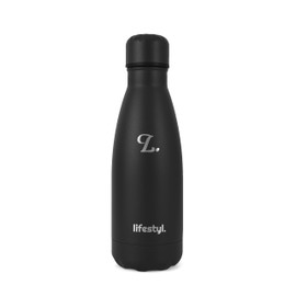 Lifestyl Stainless Steel Water Bottle | 24 Hrs Cold & 12 Hrs Hot| Thermoshield Technology Vacuum Insulated Metal Water Bottles, Leak-Proof Drinks Bottle for Gym, Yoga, Cycling (350 ml, Black)